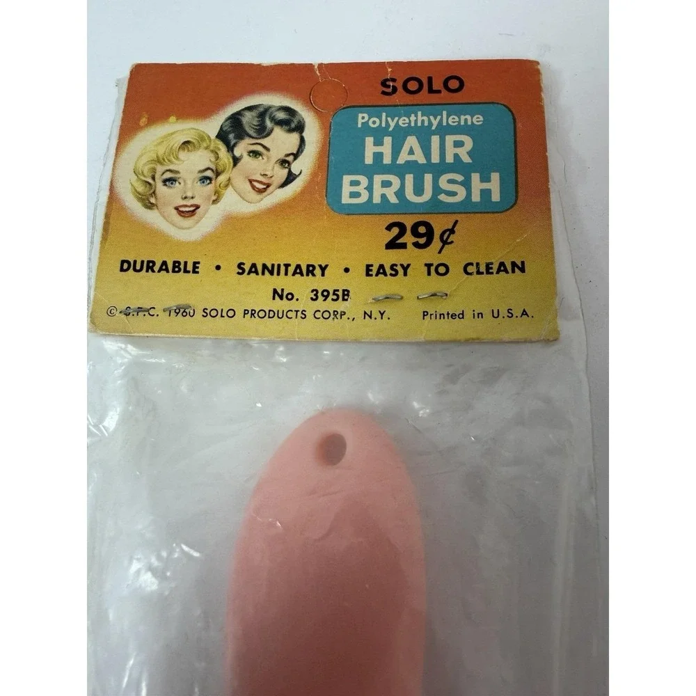 Solo Hair Brush 1960 Pink Vintage Beauty In Package Polyethylene Movie Prop
